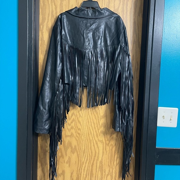 NWOT Dolls Kill X Current Mood plus size Hateful Ace fringe motor jacket - Picture 4 of 6